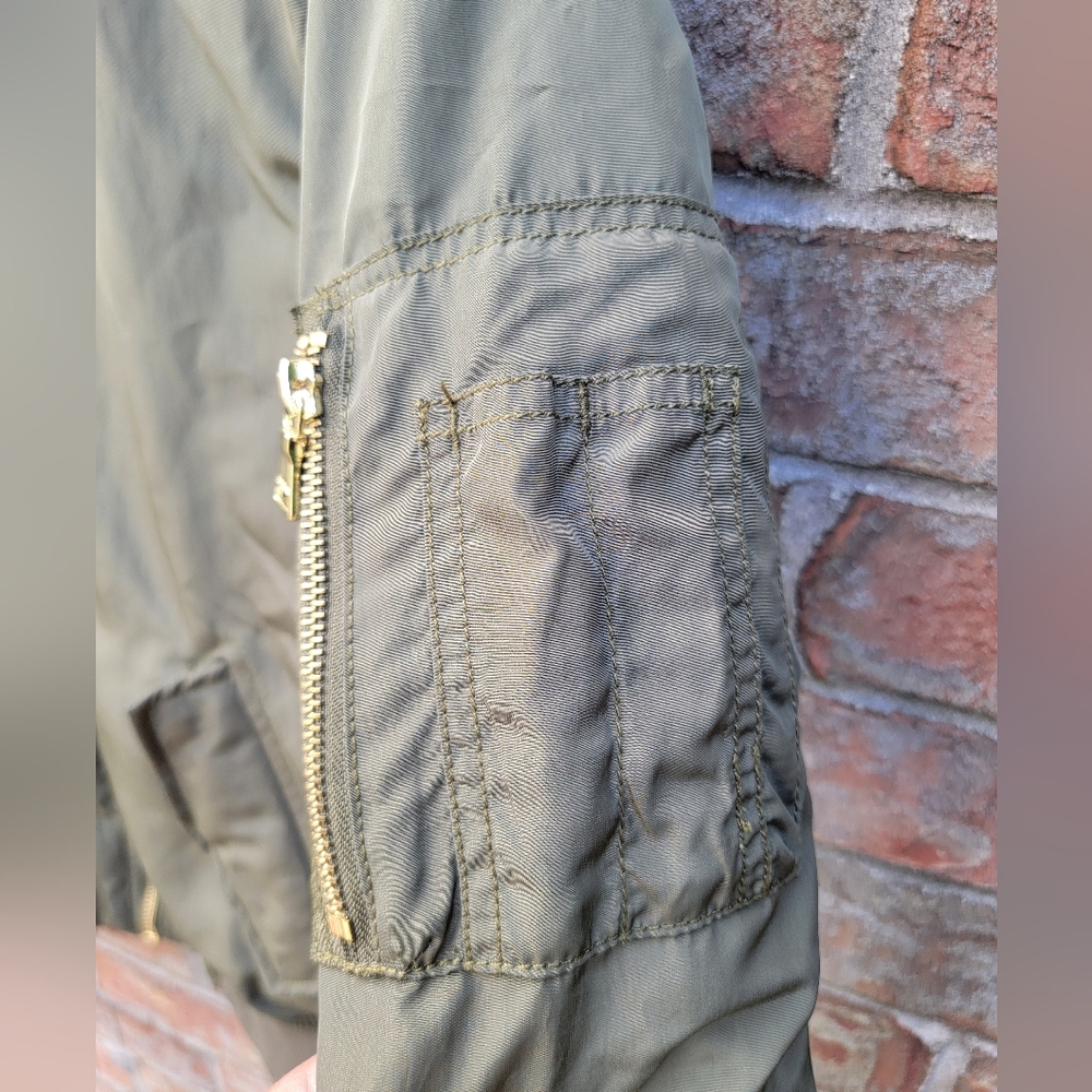 Express Women's Army Green Bomber Jacket - Picture 3 of 8